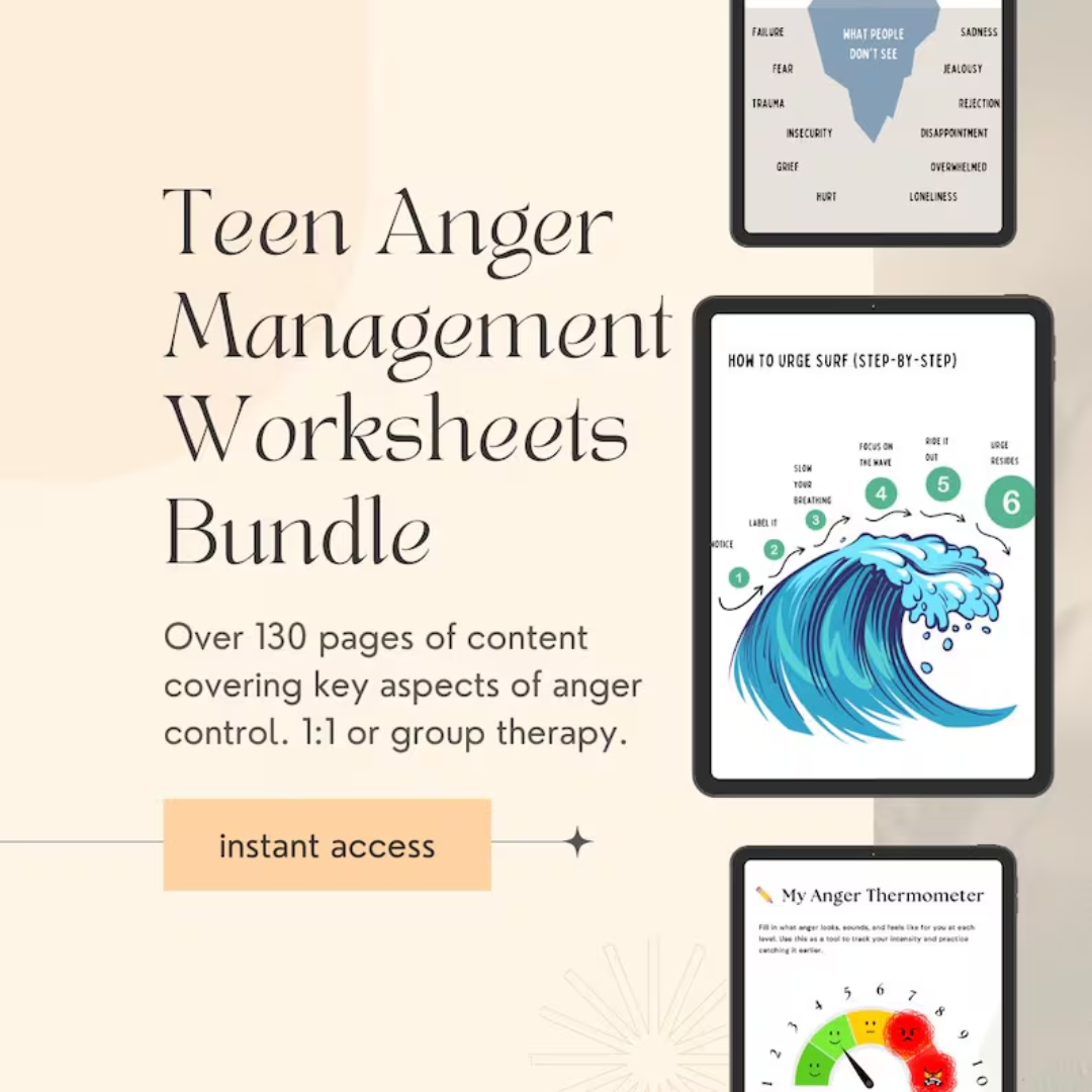 Anger Management Worksheets for Teens: Therapy Exercises & Activities (PDF Download)