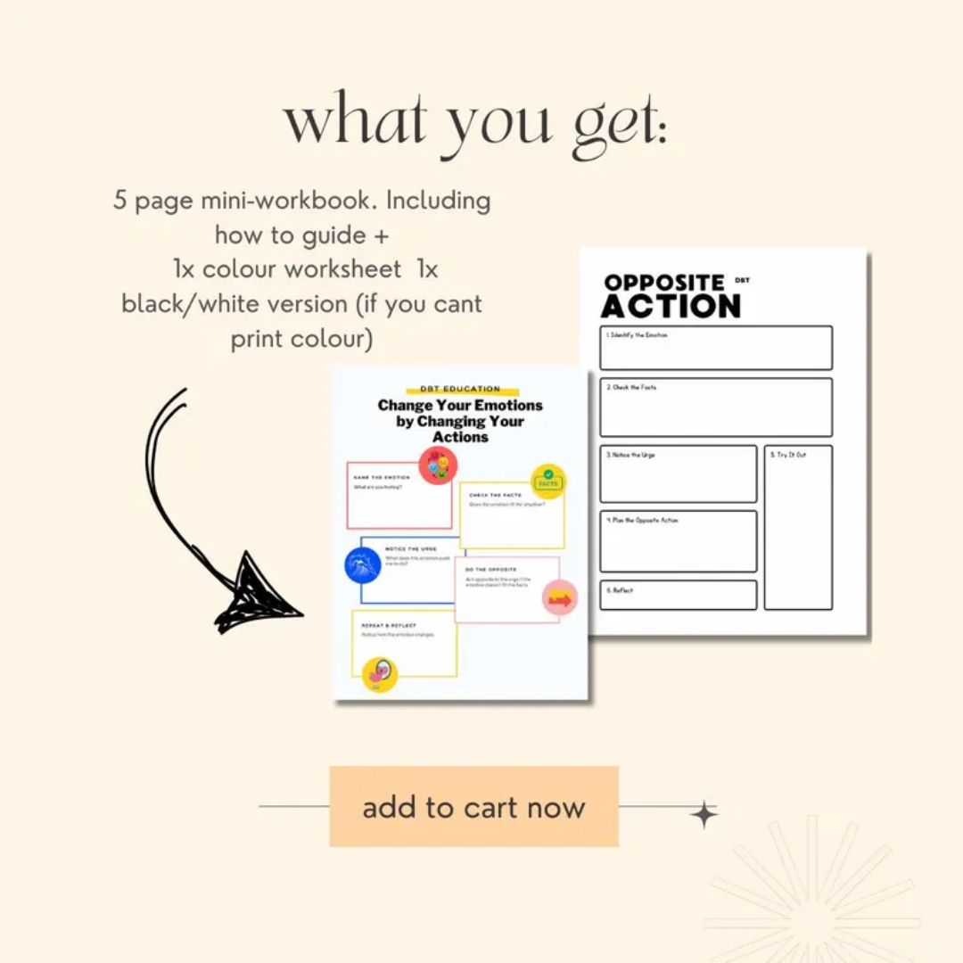 DBT Opposite Actions Worksheet - Printable PDF (Adults & Teens)