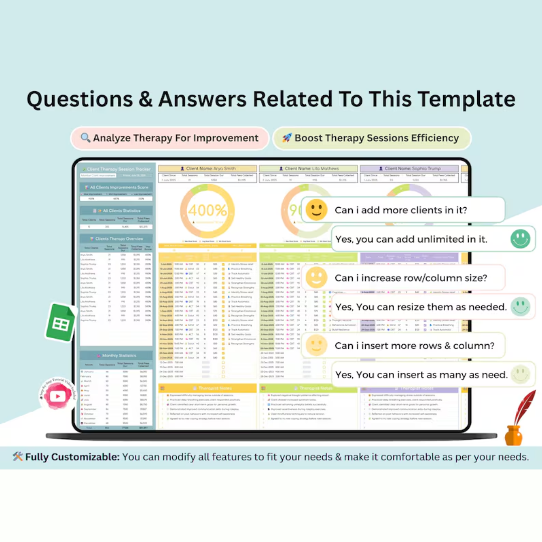 Therapist session tracker - therapy client tracker - therapist tracker - session tracker - therapist organizer - therapist planner - therapy