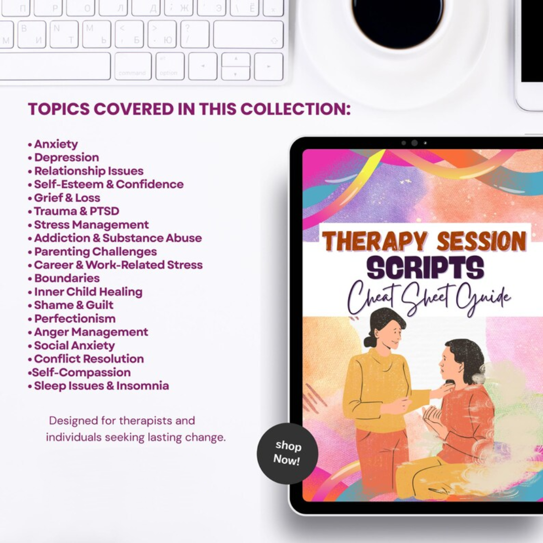 Therapy Session Scripts Guide, 100+ Sheets, Psychotherapy Tools, Mental Health Guided, Specific Therapy Techniques, Therapist Session