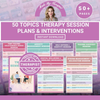 Therapy Interventions Guide, 50+ Topics Session Plan, Mental Health Techniques, Counseling Notes, Psychotherapy Cheat Sheets, CBT, DBT Tools