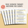 1000 Socratic Therapy Questions, Intervention Phrases, Therapy Cheat Sheet ACT, Mental Health Counsellor Resources, Critical Thinking