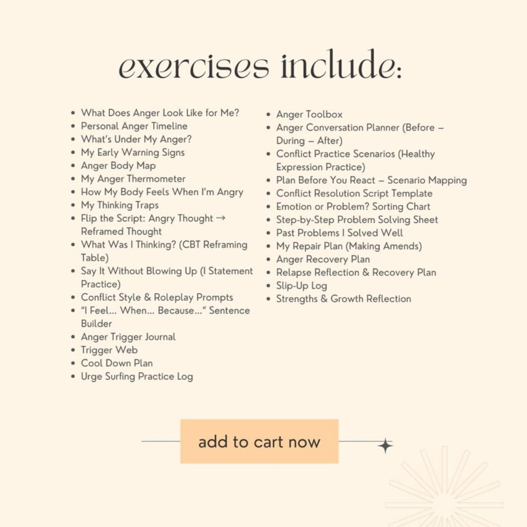 Anger Management Worksheets for Teens: Therapy Exercises & Activities (PDF Download)