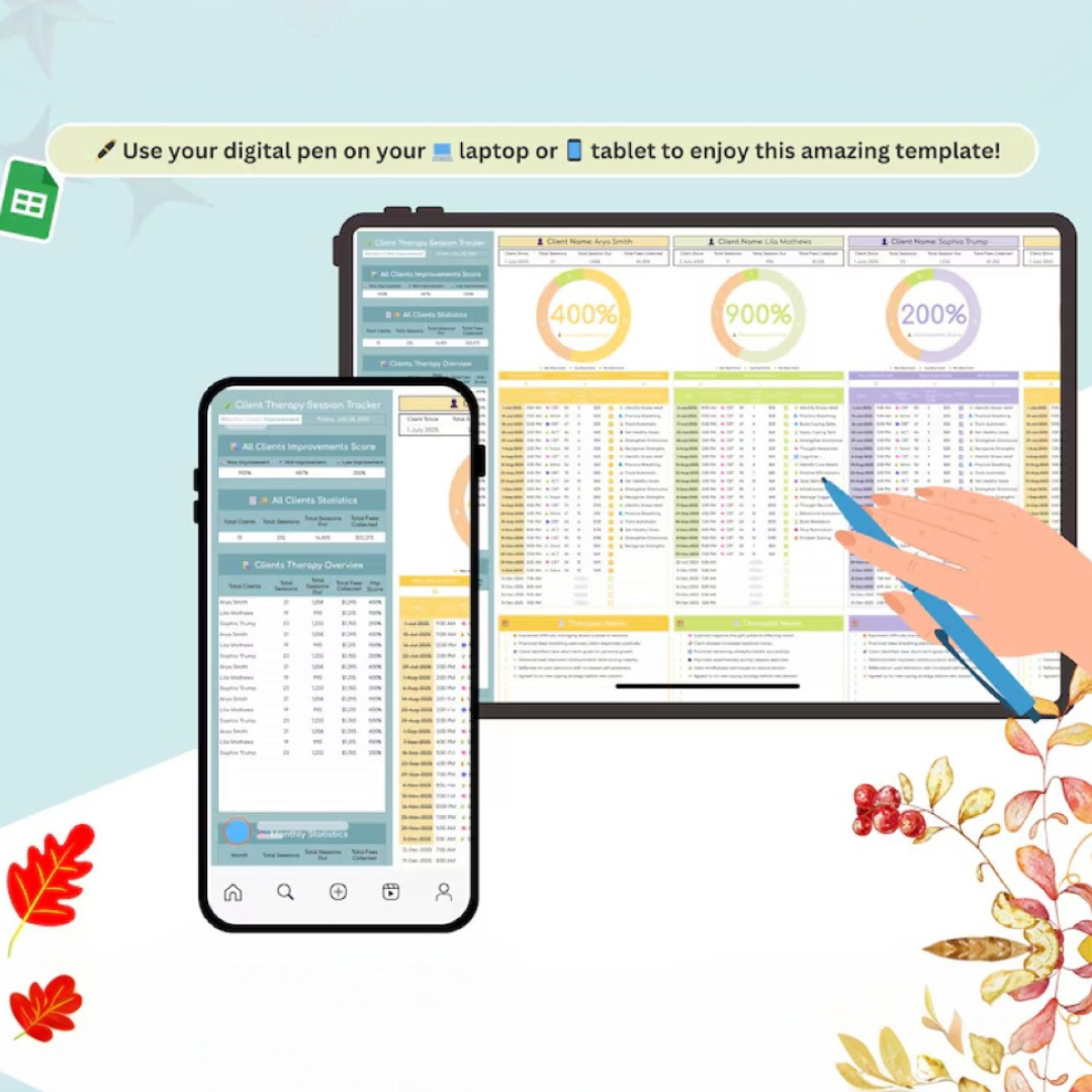 Therapist session tracker - therapy client tracker - therapist tracker - session tracker - therapist organizer - therapist planner - therapy