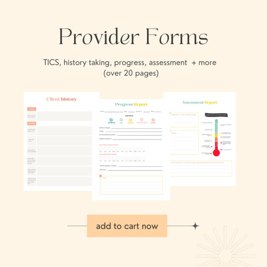EMDR Worksheets Bundle: Therapist Scripts, History, Assessment, Window of Tolerance + more (Digital Download)