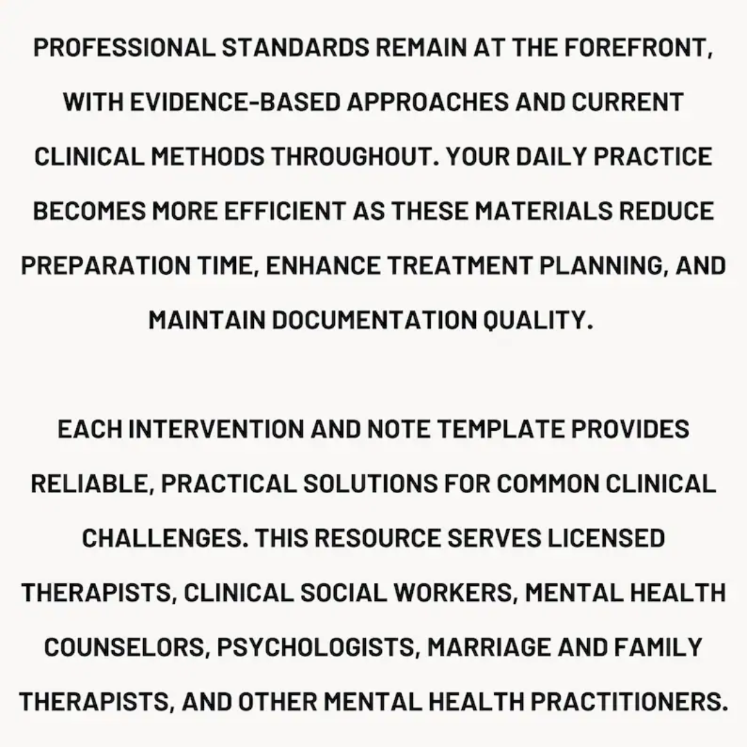 Therapy Progress Note Statements | Therapeutic Interventions Resource Counselor Documentation Workbook Therapist Worksheet Treatment Session