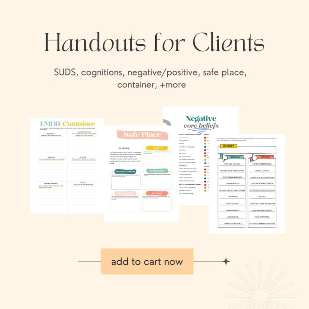 EMDR Worksheets Bundle: Therapist Scripts, History, Assessment, Window of Tolerance + more (Digital Download)