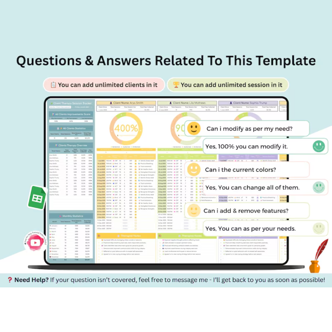Therapist session tracker - therapy client tracker - therapist tracker - session tracker - therapist organizer - therapist planner - therapy