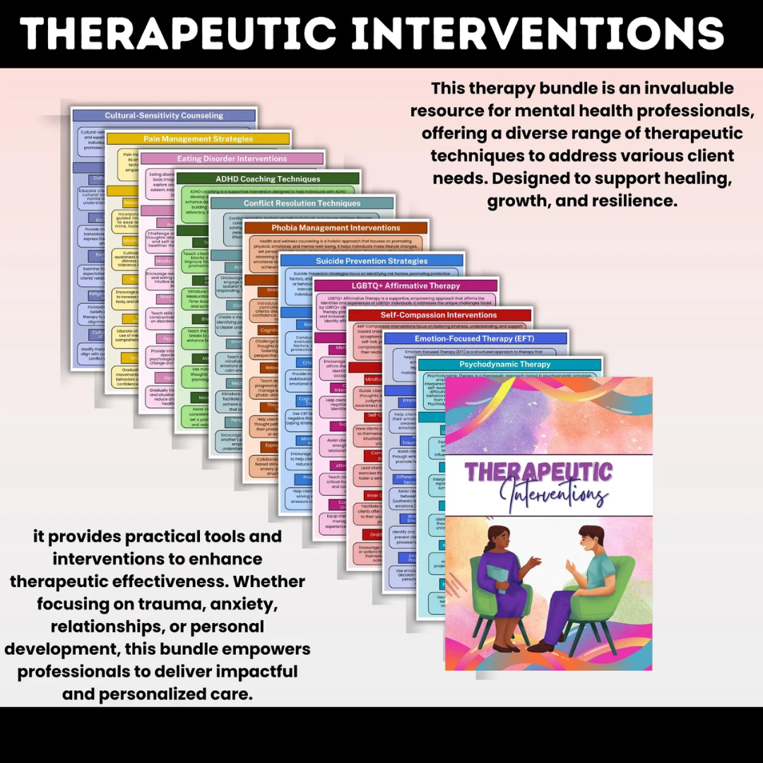 1700 Therapy Interventions, Mental Health Techniques, Therapy Cheat Sheet, Cognitive Behavioral, Digital Download, Psychotherapy Notes